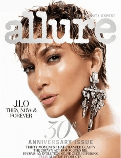 Allure magazine cover featuring Jennifer Lopez.