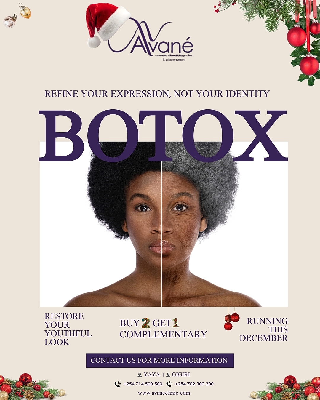 Botox promotion for youthful look, buy two get one.